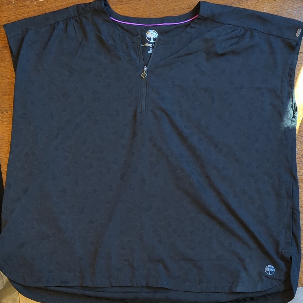 Healing Hands Black scrub top